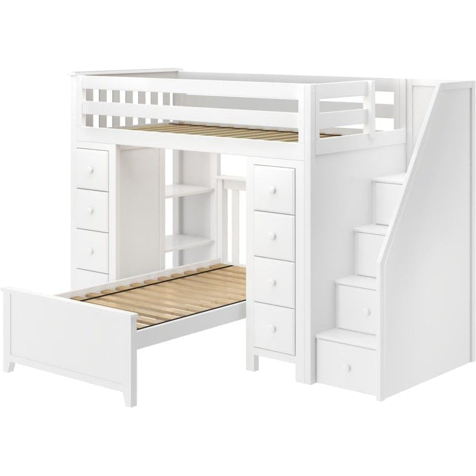 Jackpot Deluxe "CHESTER 2" Staircase Loft Bed Storage Storage + Twin Bed