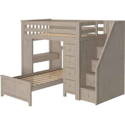 Jackpot Deluxe "CHESTER 4" Staircase Loft Bed Desk + Dresser, Twin