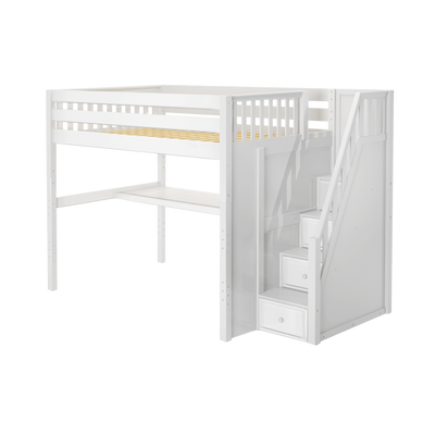 Maxtrix Full XL High Loft Bed with Stairs + Desk