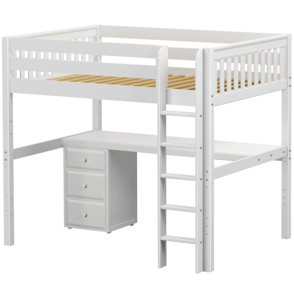 Maxtrix Full XL High Loft Bed with Straight Ladder + Desk