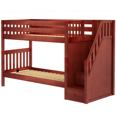Maxtrix Twin XL Medium Bunk Bed with Stairs