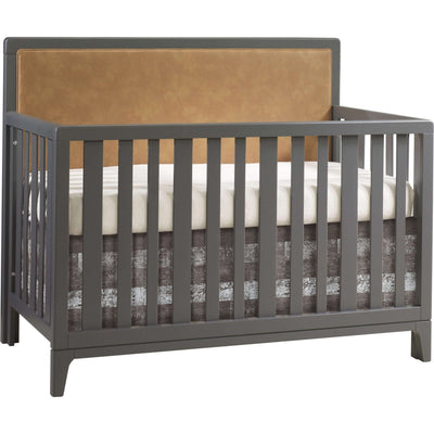 Natart Kyoto Convertible Crib with Caramel Bonded Leather Upholstered Headboard Panel