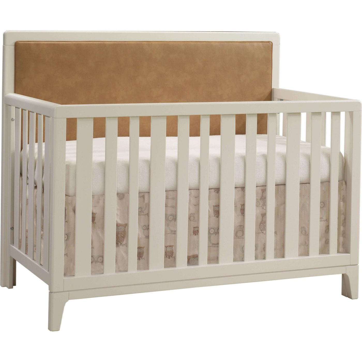 Natart Kyoto Convertible Crib with Caramel Bonded Leather Upholstered Headboard Panel