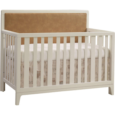 Natart Kyoto Convertible Crib with Caramel Bonded Leather Upholstered Headboard Panel