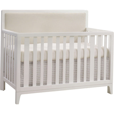 Natart Kyoto Convertible Crib with Talc Linen Weave Upholstered Headboard Panel