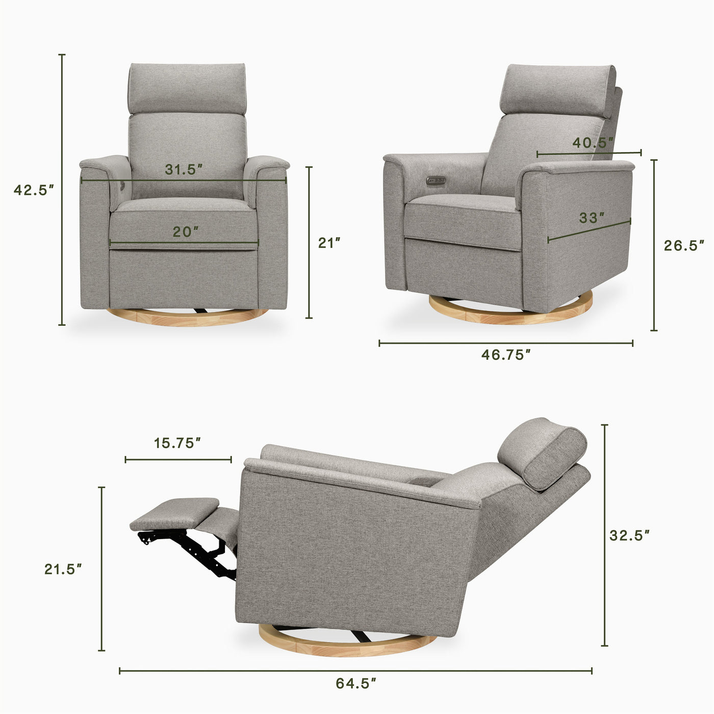 Namesake Willa Plus Power Glider Recliner + Power Headrest
