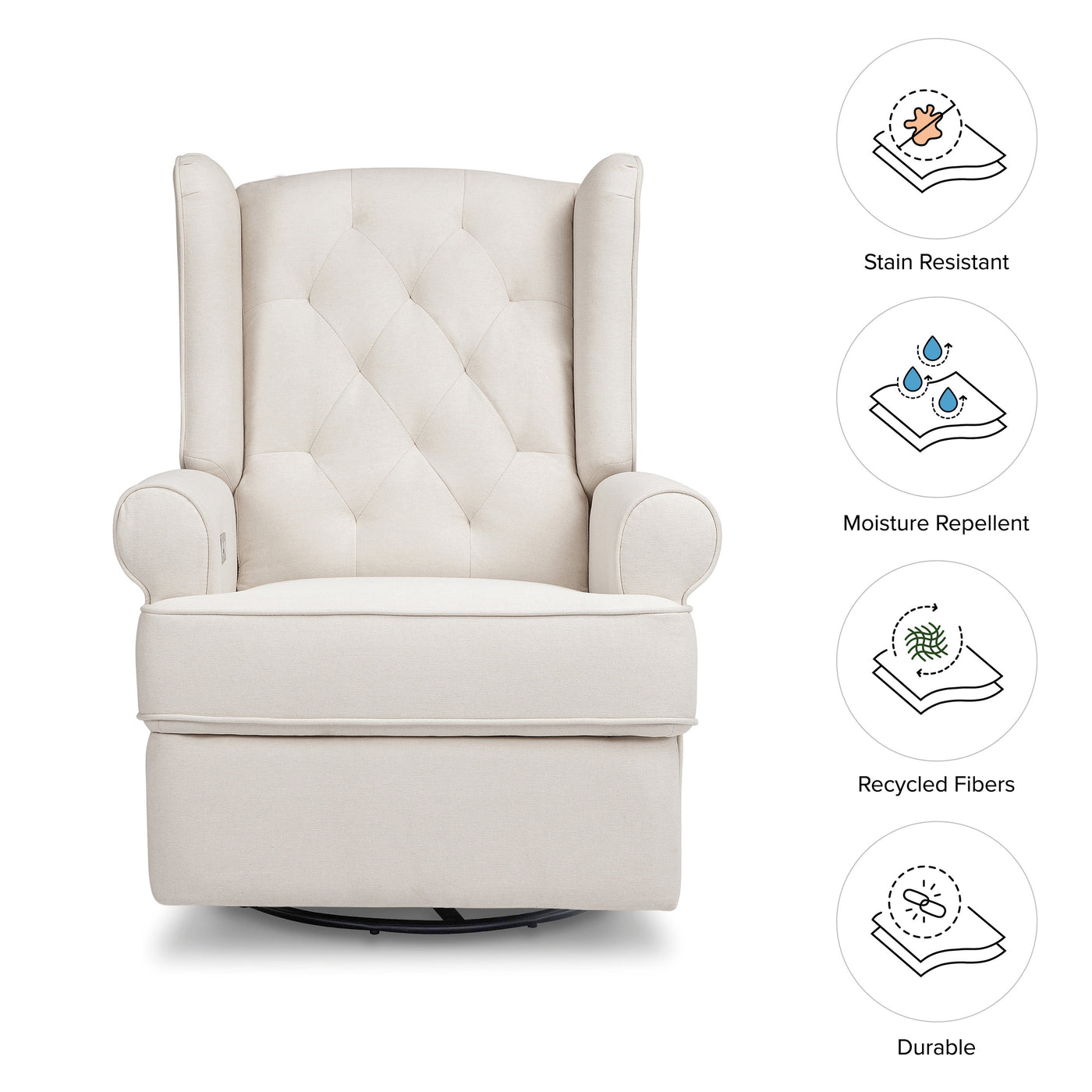Namesake Harbour Electronic Recliner and Swivel Glider in Eco-Performance Fabric with USB port | Water Repellent & Stain Resistant
