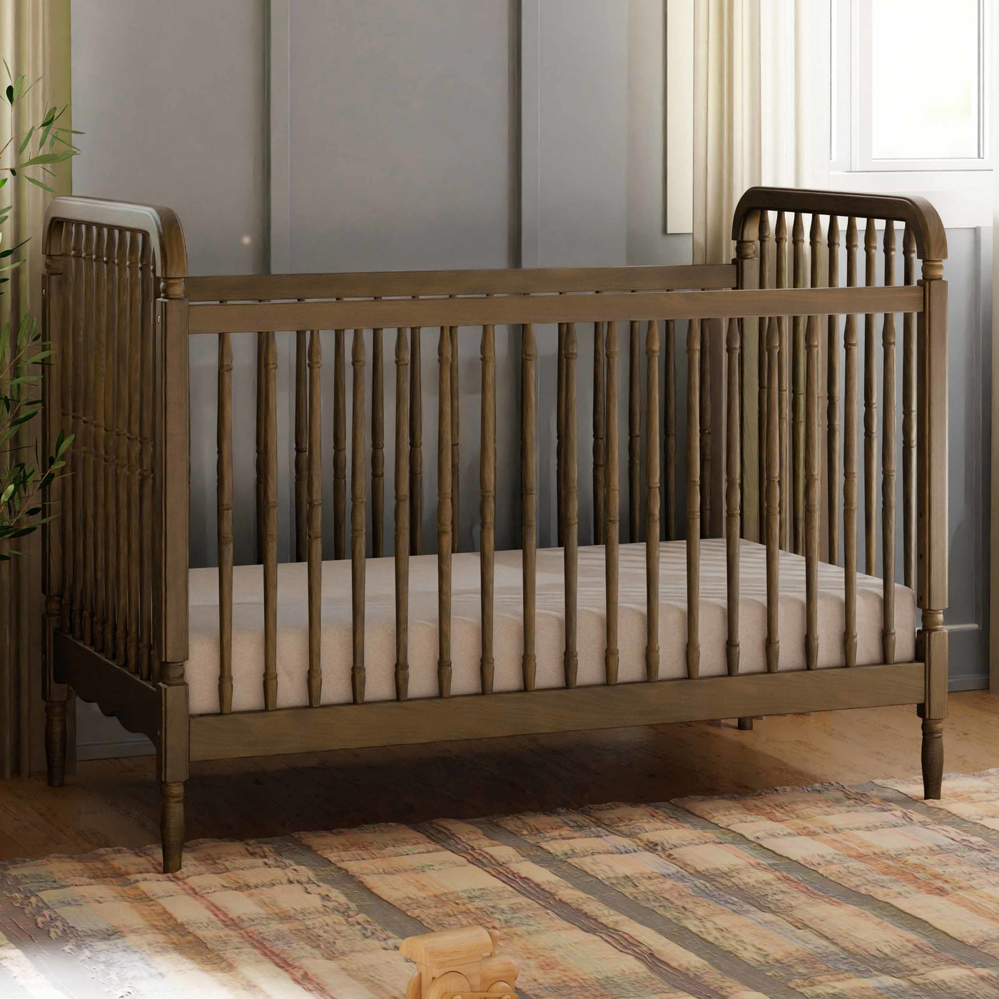 Namesake Liberty 3-in-1 Convertible Spindle Crib with Toddler Bed Conversion Kit