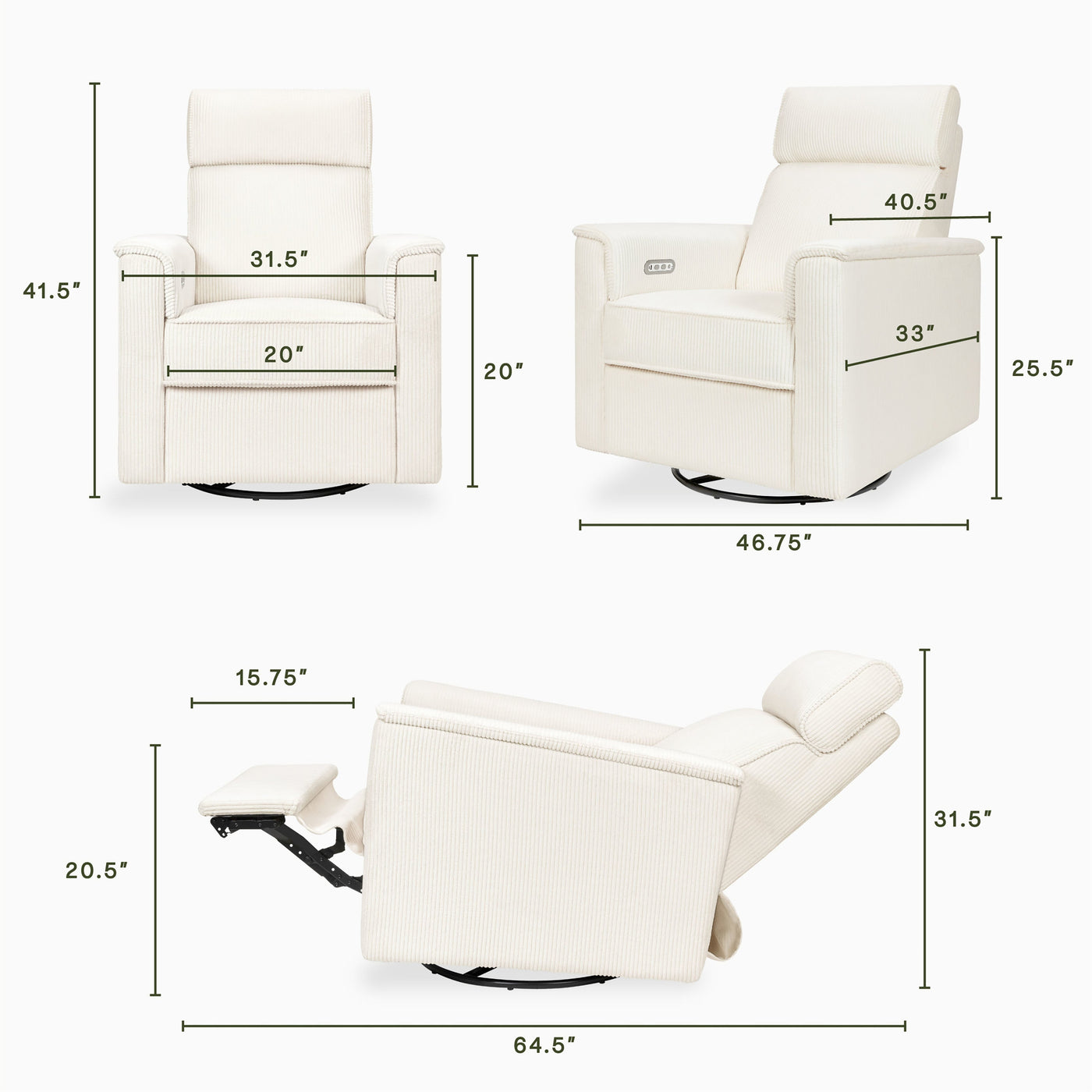 Namesake Willa Plus Power Glider Recliner + Power Headrest