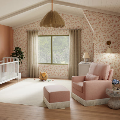 Namesake Crawford Gliding Ottoman | Boucle with Tassel Fringe