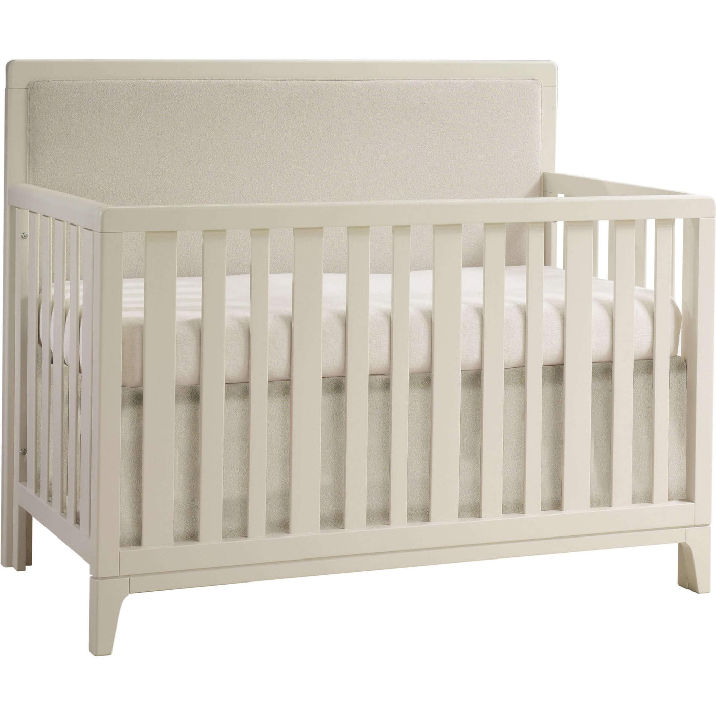 Natart Kyoto Convertible Crib with Talc Linen Weave Upholstered Headboard Panel