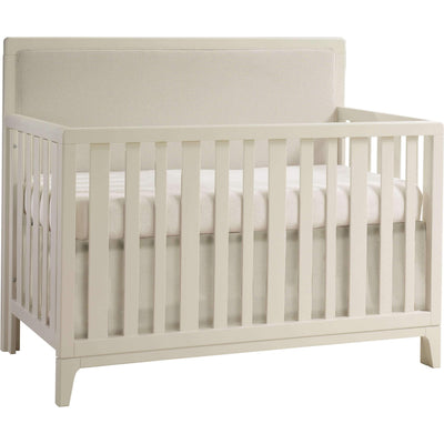 Natart Kyoto Convertible Crib with Talc Linen Weave Upholstered Headboard Panel
