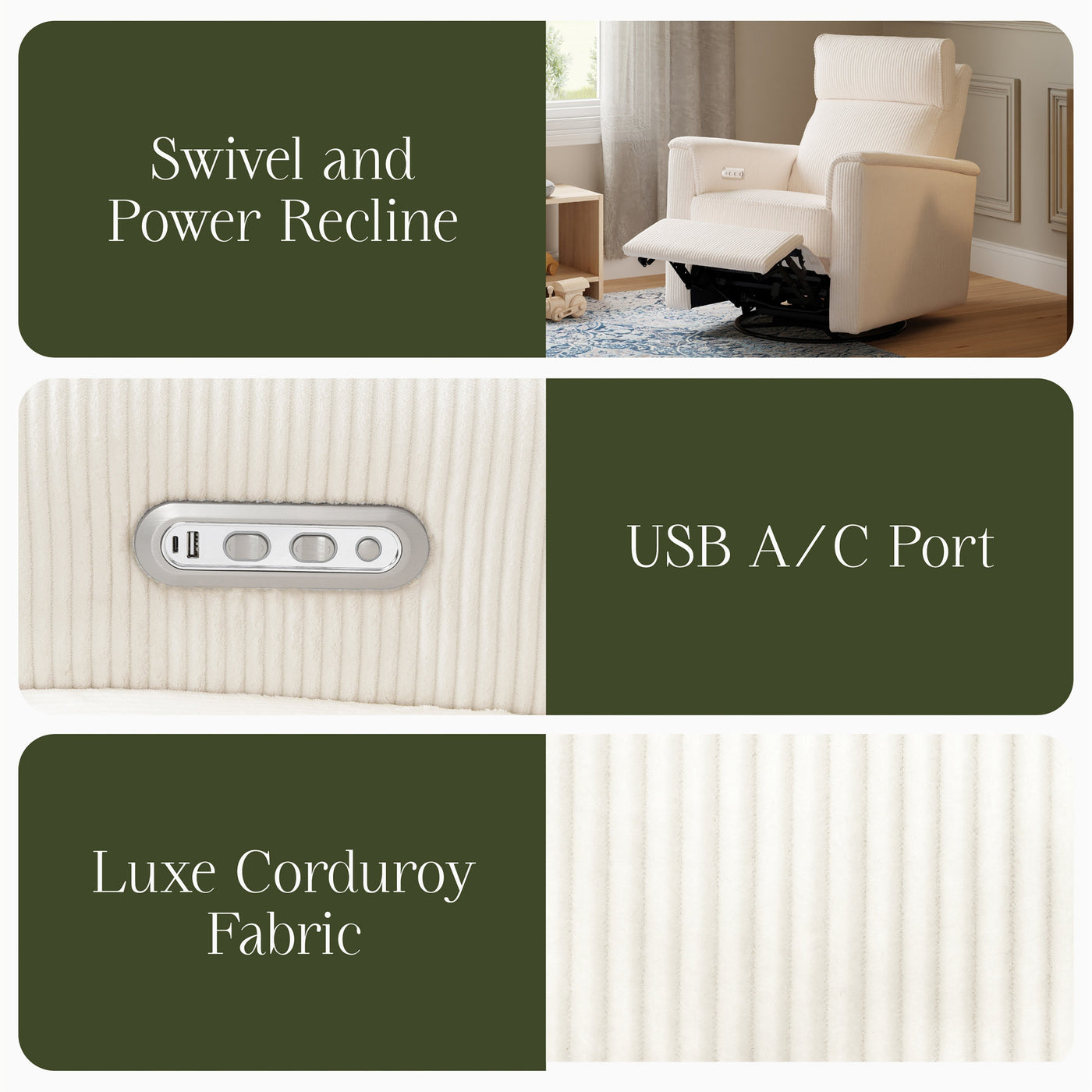 Namesake Willa Plus Power Glider Recliner + Power Headrest