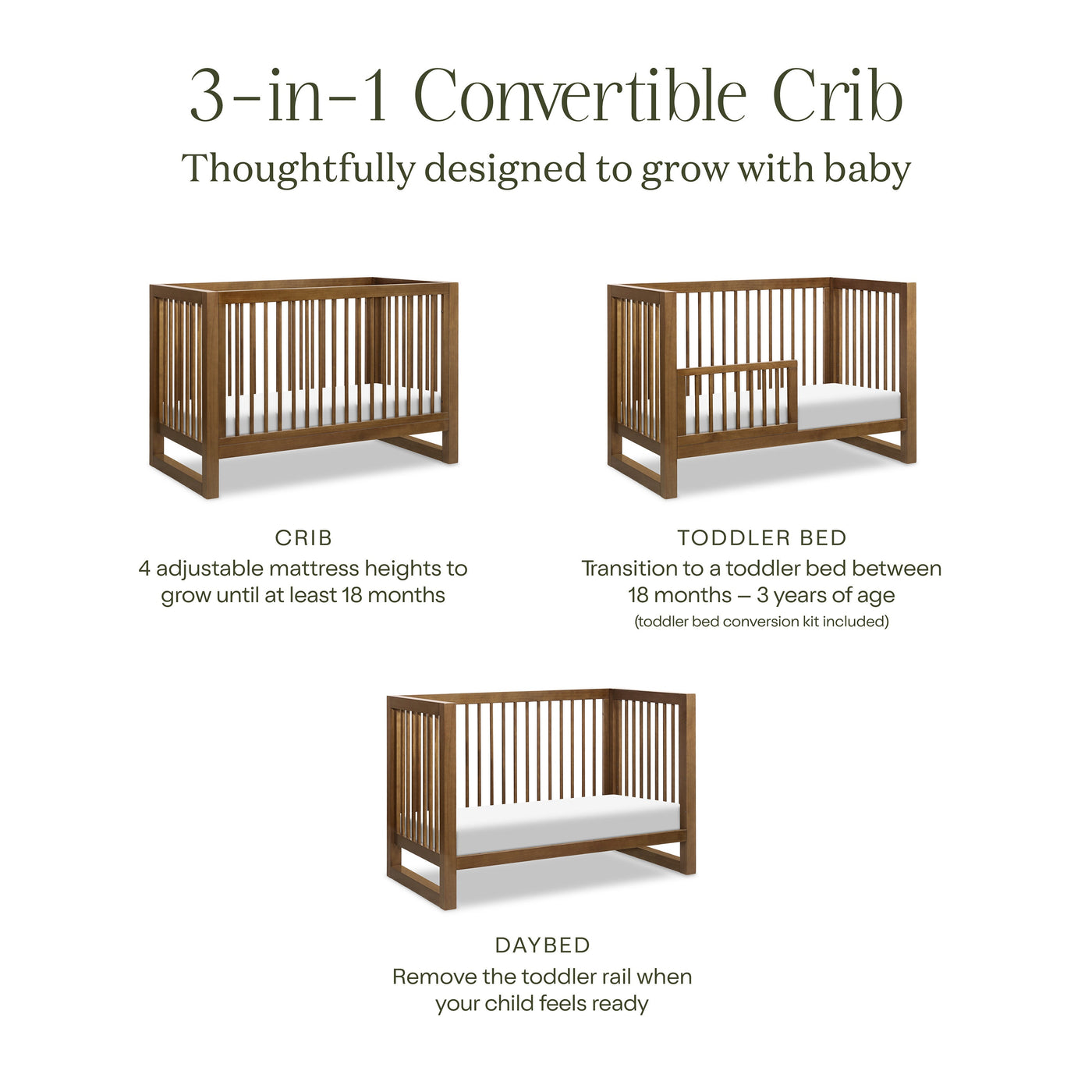Namesake Nantucket 3-in-1 Convertible Crib with Toddler Bed Conversion Kit