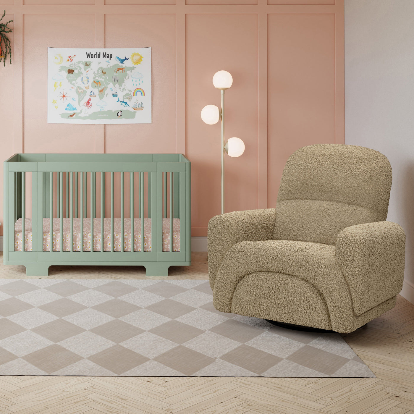 Babyletto Rainbow Recliner and Swivel Glider in Teddy Loop