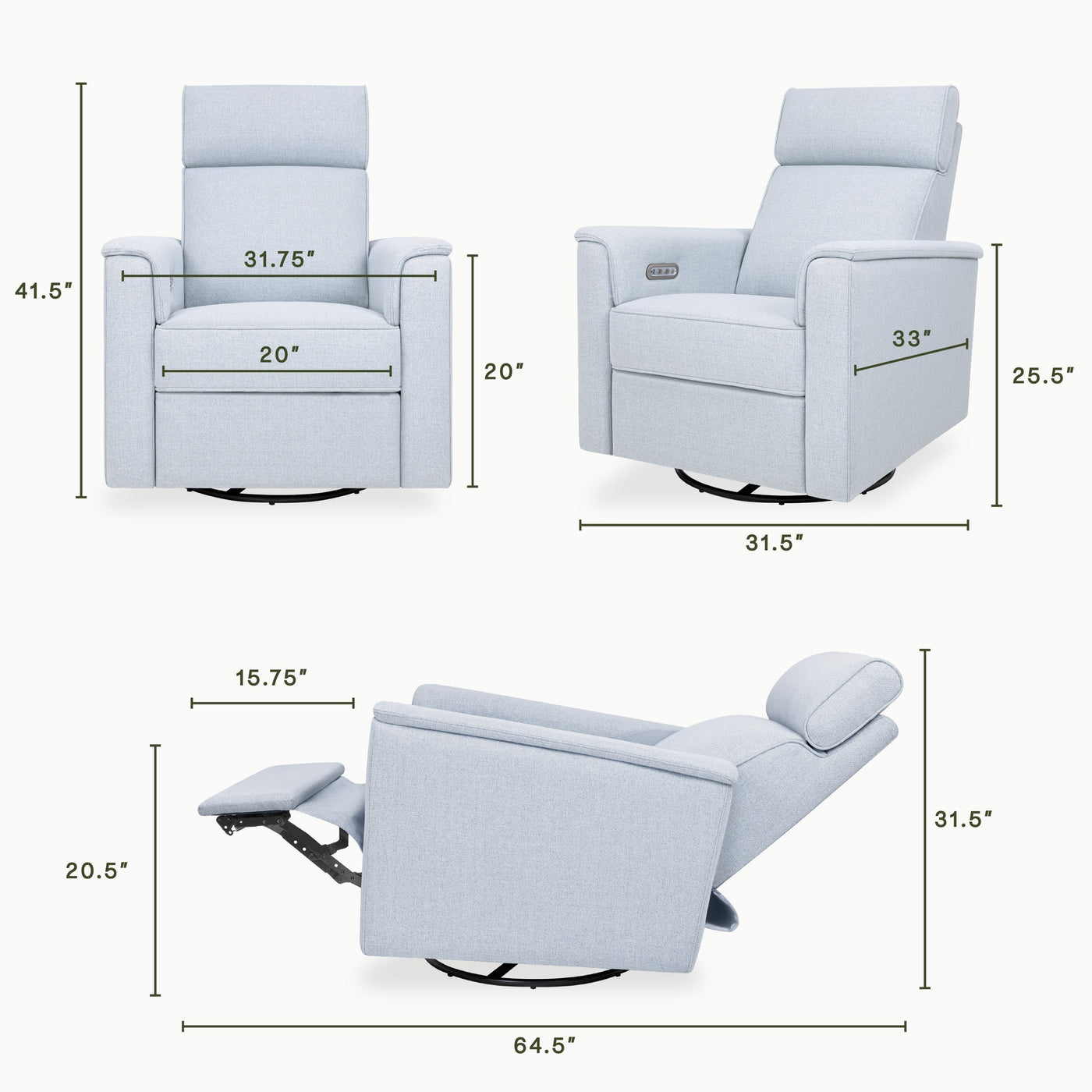 Namesake Willa Plus Power Glider Recliner + Power Headrest