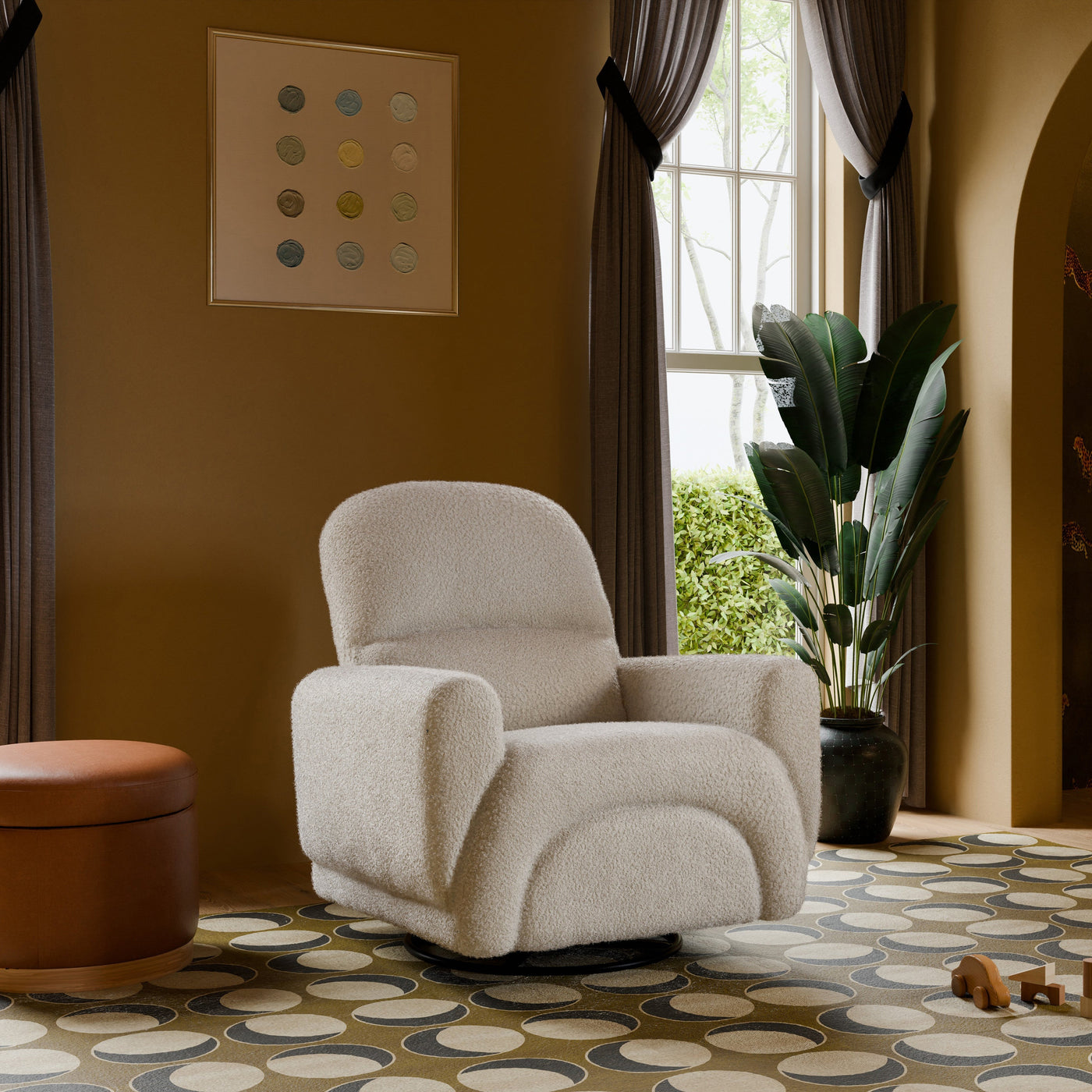 Babyletto Rainbow Recliner and Swivel Glider in Teddy Loop