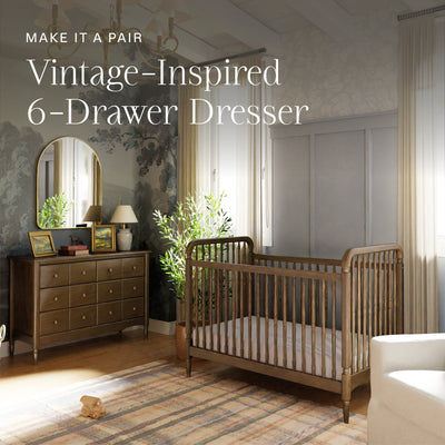 Namesake Liberty 3-in-1 Convertible Spindle Crib with Toddler Bed Conversion Kit