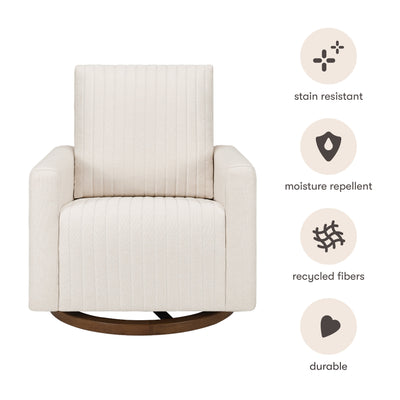 Babyletto Poe Channeled Swivel Glider in Eco-Performance Fabric | Water Repellent & Stain Resistant