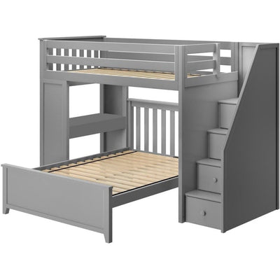 Jackpot Deluxe "BRIGHTON 1" Staircase Loft Bed Desk + Full Bed