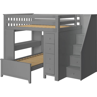 Jackpot Deluxe "BUXTON 4" Full over Twin L-Shape Bunk with Staircase + Desk + Storage