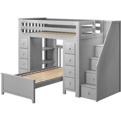 Jackpot Deluxe "CHESTER 2" Staircase Loft Bed Storage Storage + Twin Bed