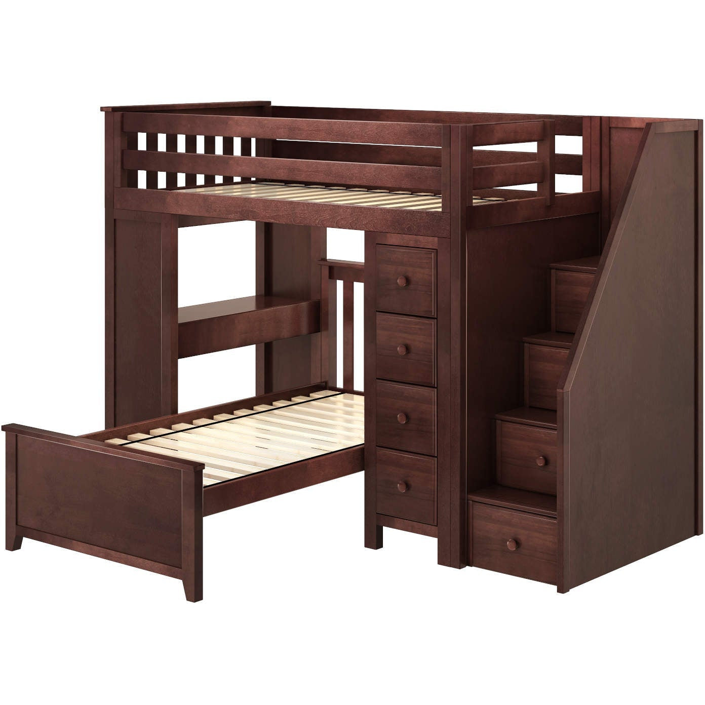 Jackpot Deluxe "CHESTER 4" Staircase Loft Bed Desk + Dresser, Twin