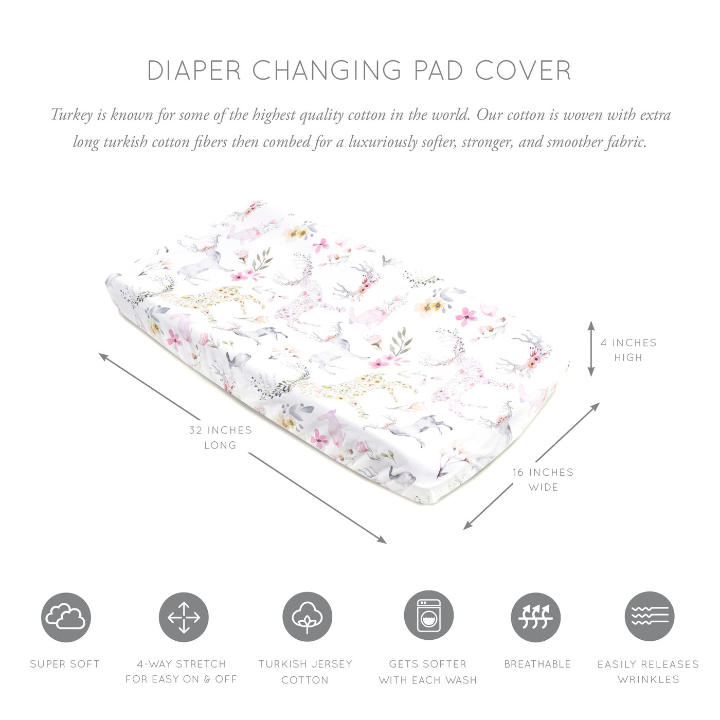 Oilo Woodland Fawn Jersey Changing Pad Cover