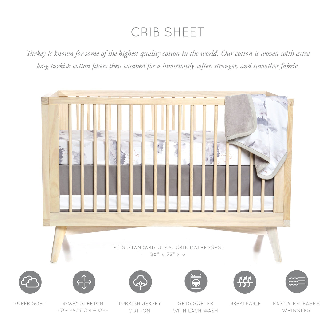 Oilo Misty Mountain Crib Sheet
