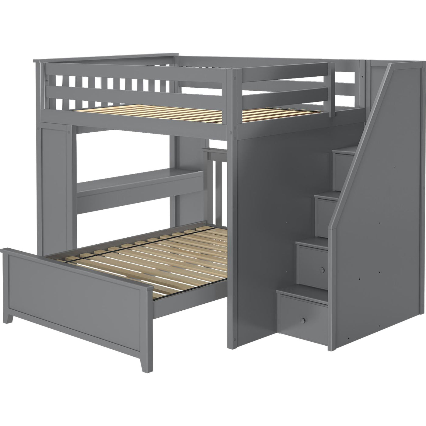 Jackpot Deluxe "FULHAM 1" Full over Full L-Shape Bunk with Staircase + Desk