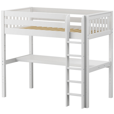 Maxtrix Twin High Loft Bed with Straight Ladder + Long Desk
