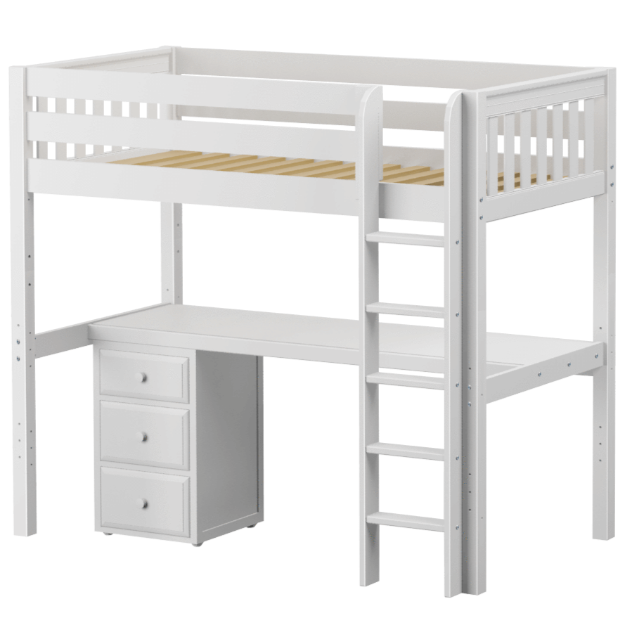 Maxtrix Twin XL High Loft Bed with Straight Ladder + Long Desk