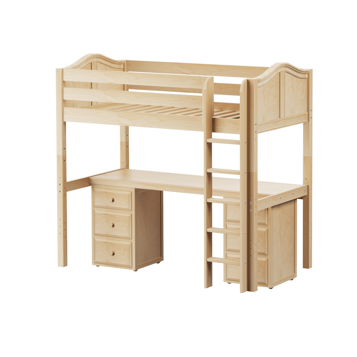 Maxtrix Twin High Loft Bed with Straight Ladder + Long Desk