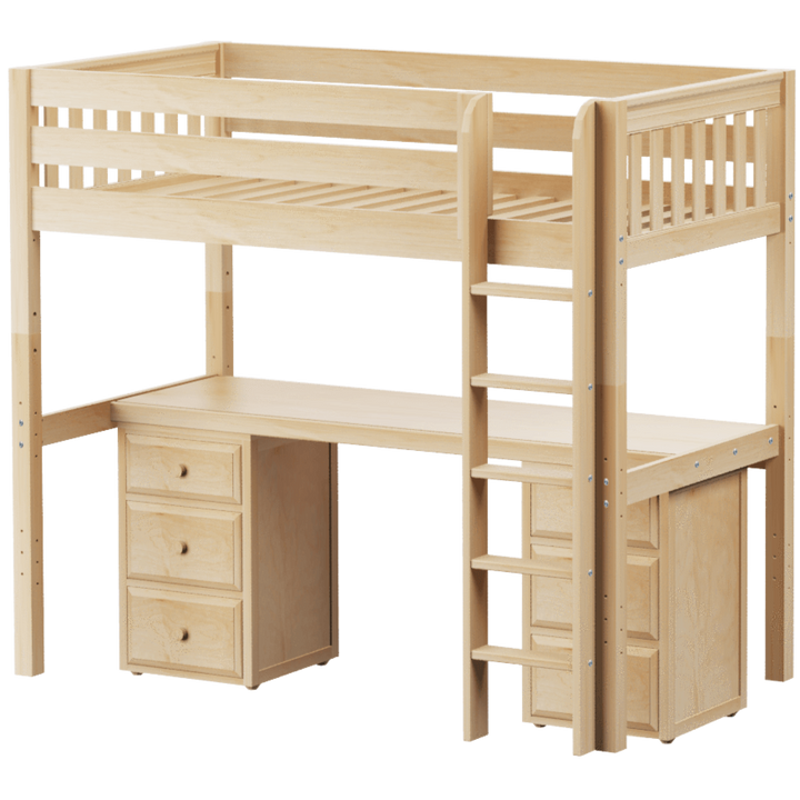 Maxtrix Twin High Loft Bed with Straight Ladder Long Desk Berg s Baby Teen Furniture