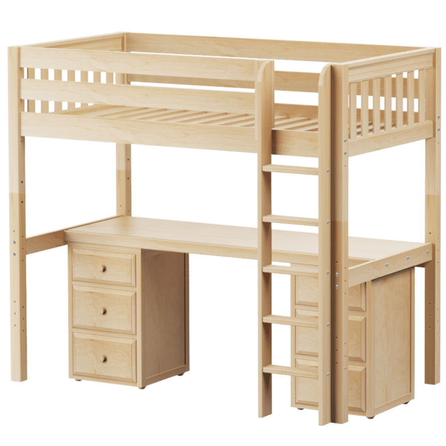 Maxtrix Twin XL High Loft Bed with Straight Ladder + Long Desk