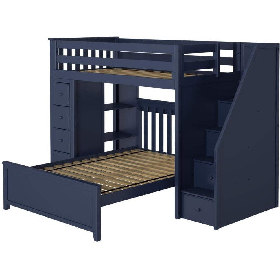 Jackpot Deluxe "OXFORD 1" Staircase Loft Bed Storage + Full Bed