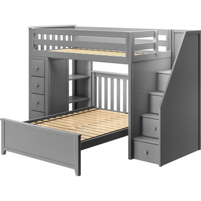 Jackpot Deluxe "CHESTER 3" Staircase Loft Bed Storage + Twin Bed