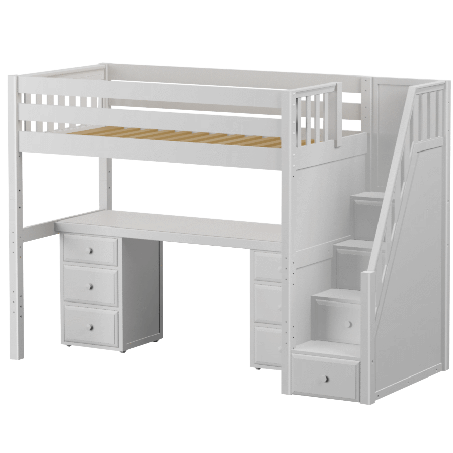 Maxtrix Twin High Loft Bed with Stairs Long Desk Berg s Baby Teen Furniture