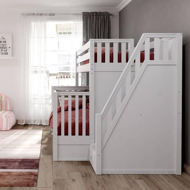 bunk bed with dresser Maxtrix High Twin XL over Queen Bunk Bed with Stairs – Berg's Baby & Teen Furniture