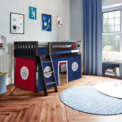 Jackpot Deluxe Twin Play Loft with Red/Blue/White Curtain